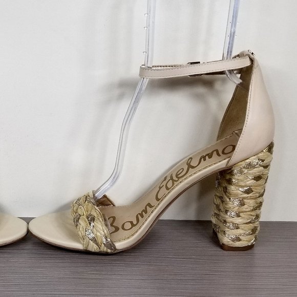Sam Edelman Yoana Woven Trim Sandal, Ivory & Gold, Womens Size 9.5 M / 39.5 - Picture 8 of 13